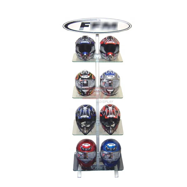 Metal Floor Standing Retail Pos Displays Rack for Motorcycle Helmet