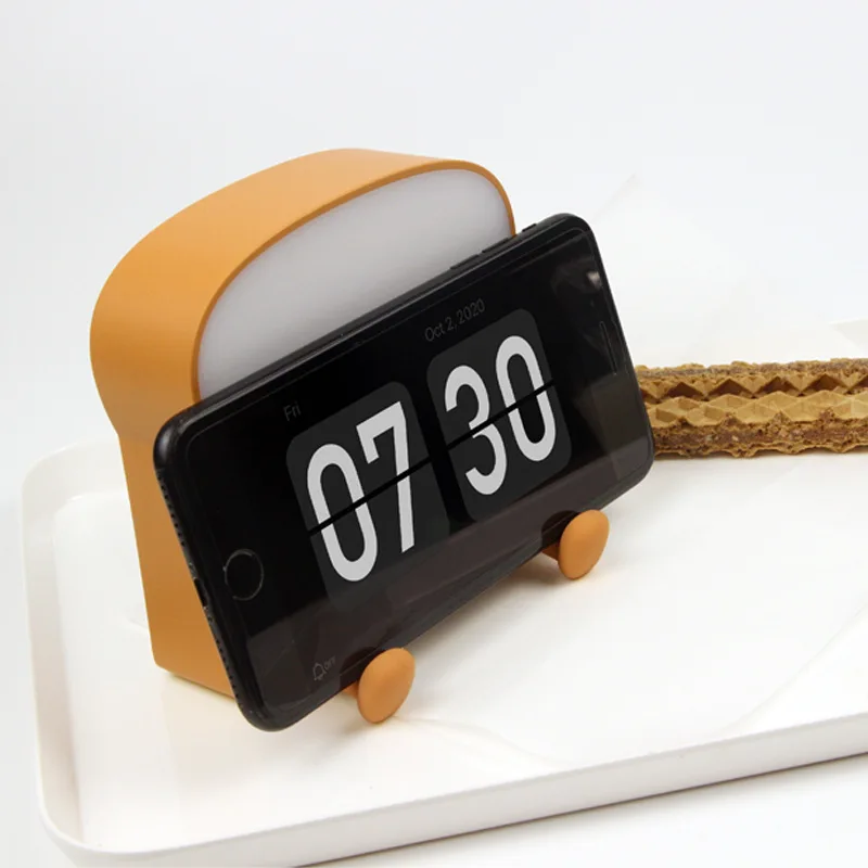 Cute Nightlights Cartoon Toast Bread Led Lamp Mobile Phone Holder Bedroom Bedside Usb Charging Lamp Birthday Gifts for Kids New