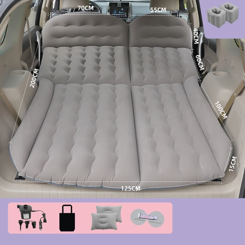 Newly Multicolor Car Air Mattress Bed Suv Sleeping Pad Travel  Folding Thickened Flocking Inflatable Mattress For Car