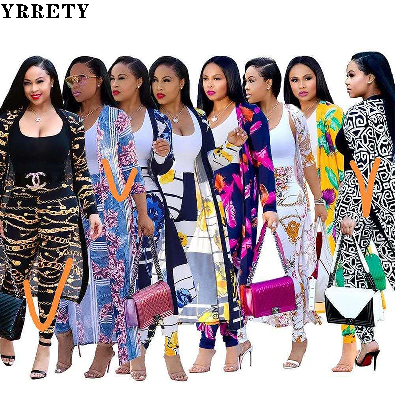 
YRRETY платья комплект из 2 предметов детская одежда из бутика для женщин осень, для девушек, элегантное, накидка с принтом длинное пальто леггинсы комбинация различных стилей 