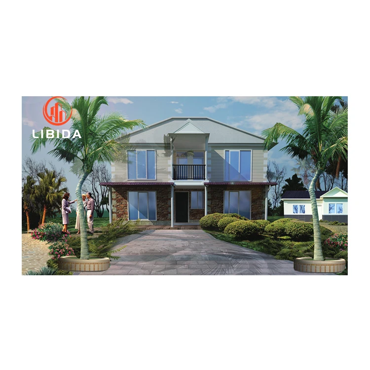 Modern and luxury design light steel fame prefabricated house villa modular home with 4 bedrooms and 4 bathroom for sale