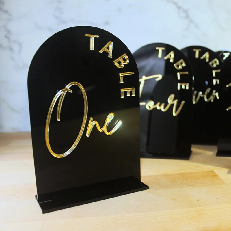 Acrylic Table letters Wedding Centerpieces Luxury Decoration Wedding Table Numbers Signtable numbers gold and black with Stands