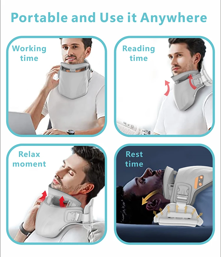 Cervical Collar Adjustable Infrared Heating Multi Functional Braces Inflatable Neck Traction Device for Neck Pain Relief