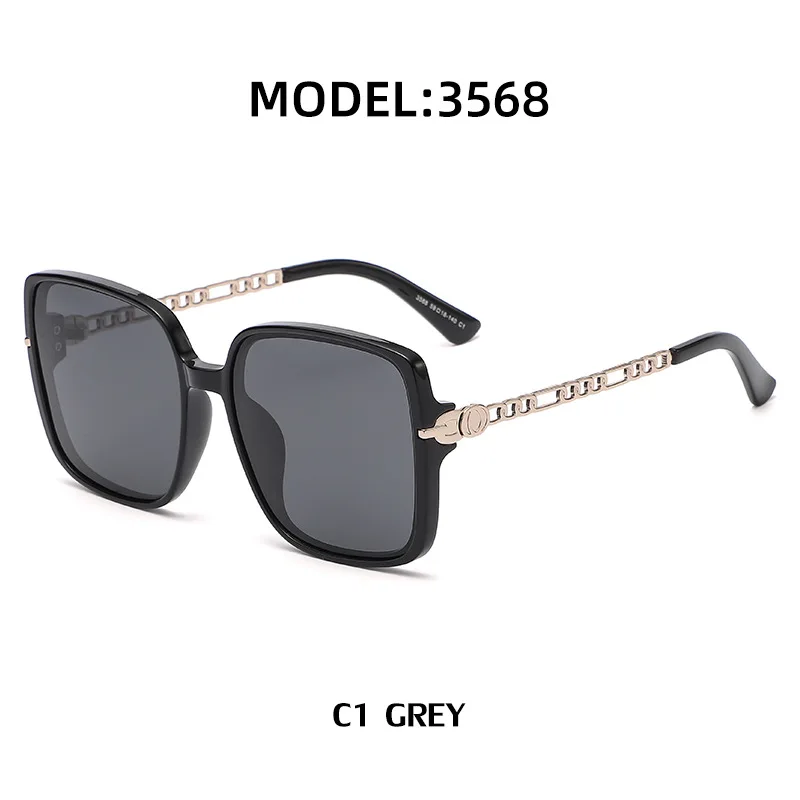 2024 High End Quality Polarized Lenses TR90 Elastic Frames Metal Chain Big Square Shades Sunglasses