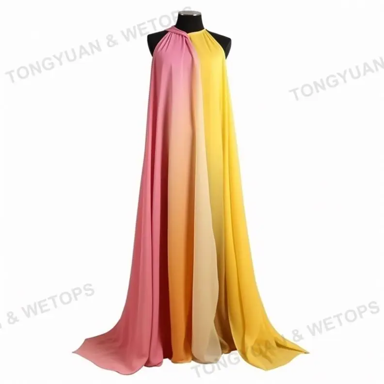 New Arrived Womens Plus Size Clothing Elegant Contrasting Color Cape Free Size Floor-Length Pleated Dress For Women