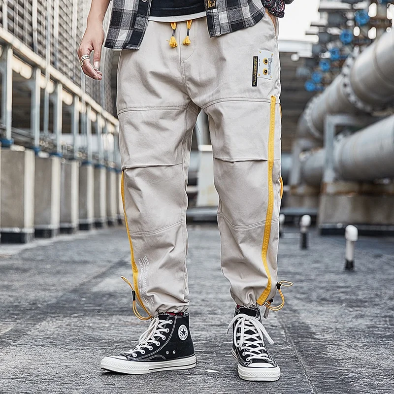 
Dropshipping Mens Streetwear 100% Cotton Fashion Khaki Cargo Jogger Pant 