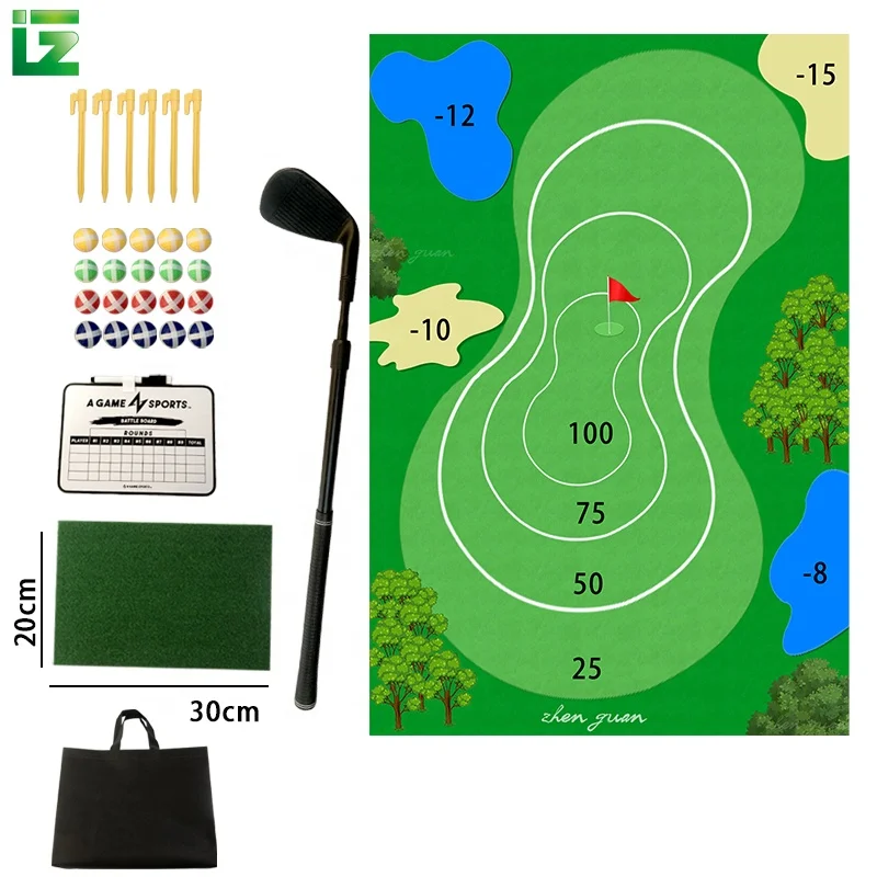 Golf debris game-adult indoor outdoor golf game, large golf debris game mat with debris mat and 16 grip ball, home backyard offi