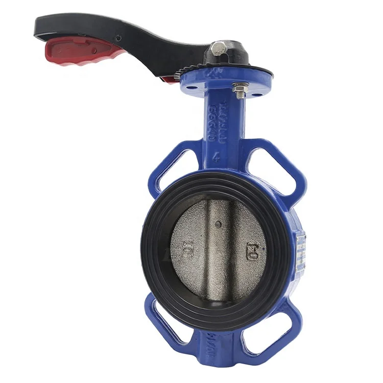 Bundor DN 50 100 150 Cast Iron Ductile Iron Wafer Butterfly Valve With Hand Lever