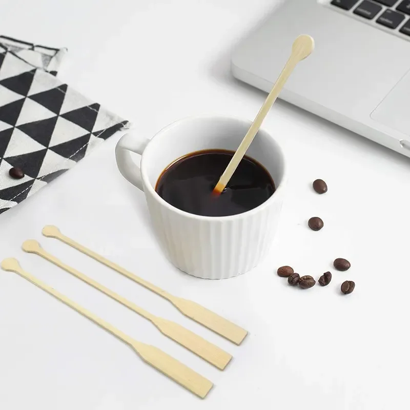 6.3 inch Customized Printed LOGO Bamboo Coffee Stirrers Bar Swizzle Stick Cocktail Sticks for Cafe Restaurant