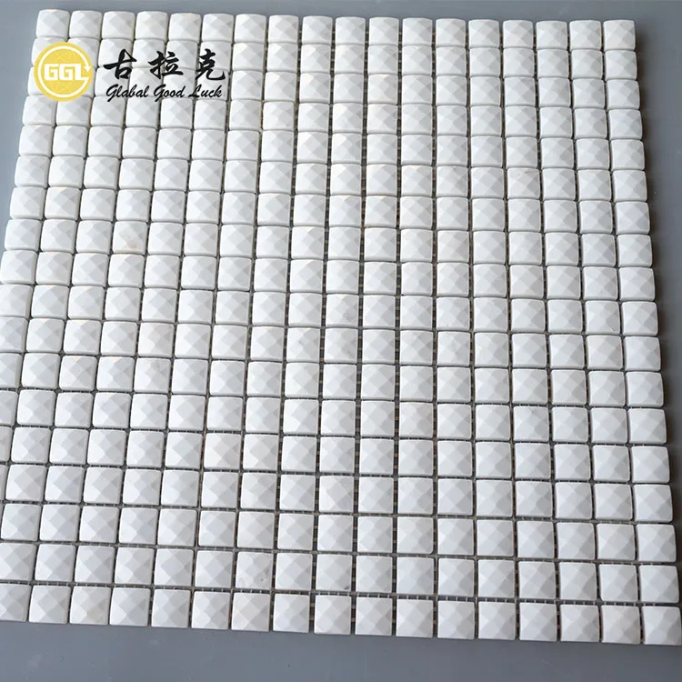 3D Design Glossy Surface Ariston White Marble Mosaic Tiles Wall Floor Decor