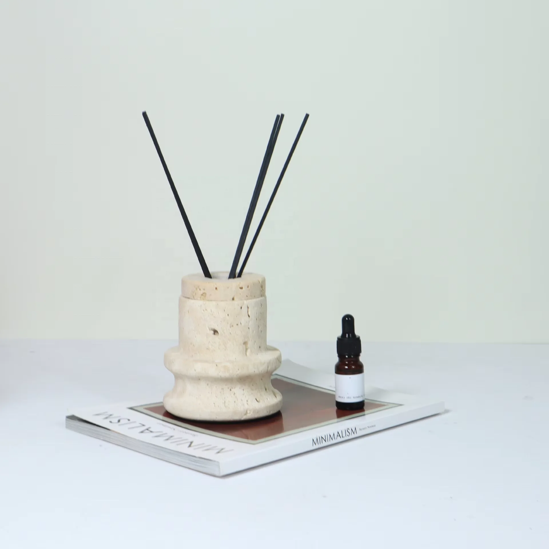 Wholesale Natural Marble Salt Stone travertine Aroma Reed Diffuser Diffusing Stone Bottle Refill for Hotel