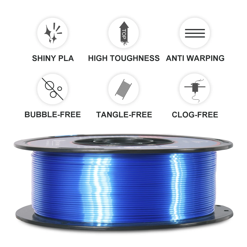 Silk PLA 3D Printer Filament 1.75mm 1KG(2.2LB) Shiny Silky Shine Purple Black Red Copper Printing Material (Silk Champagne Gold)