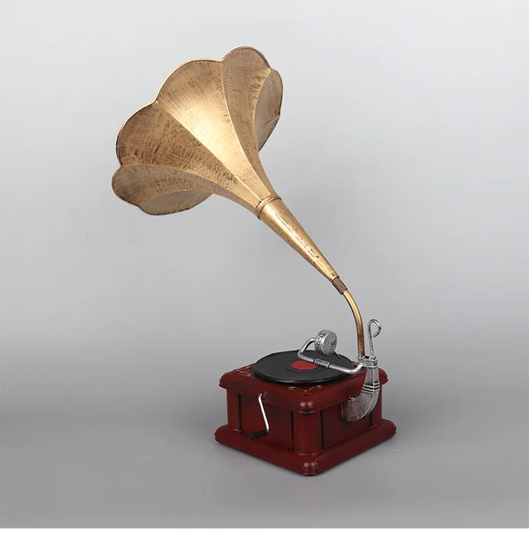 Ретро старая виниловая запись фонограф модель ностальгическая гостиная мягкие украшения фотография Реквизит