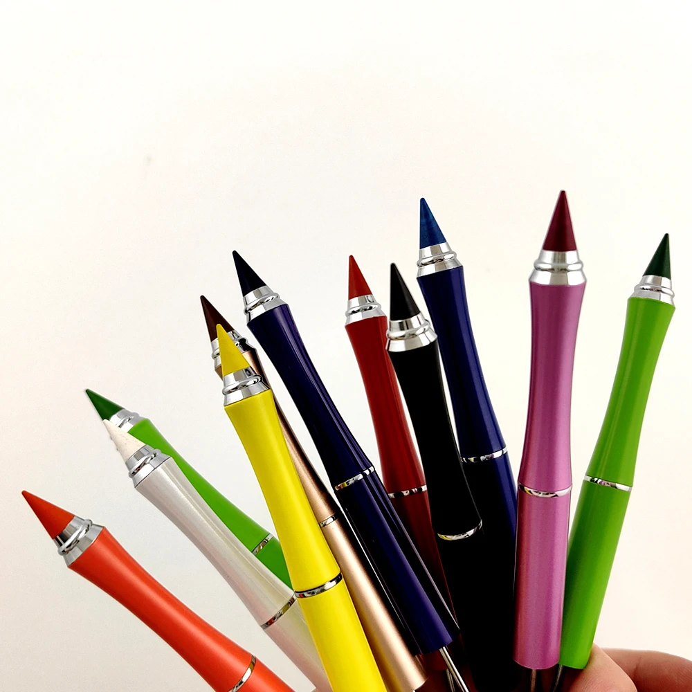 Colorful Forever Metal Beadable Colored Pencils with Eraser Add a bead DIY Personal Everlasting Colors Infinite Beadable Pencil