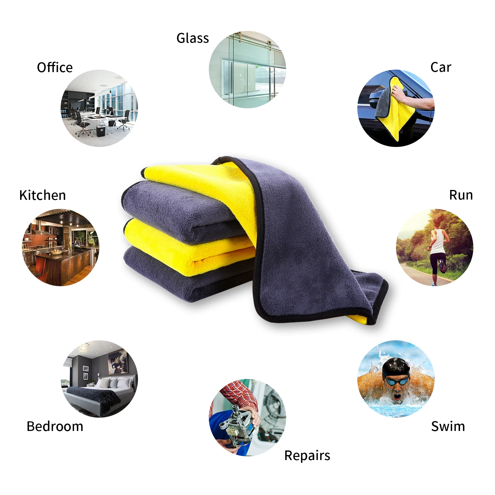 korea micro fiber wash detailing product edgeless microfiber car care cleaning dry cloth 1400gsm microfibre coral fleece towels