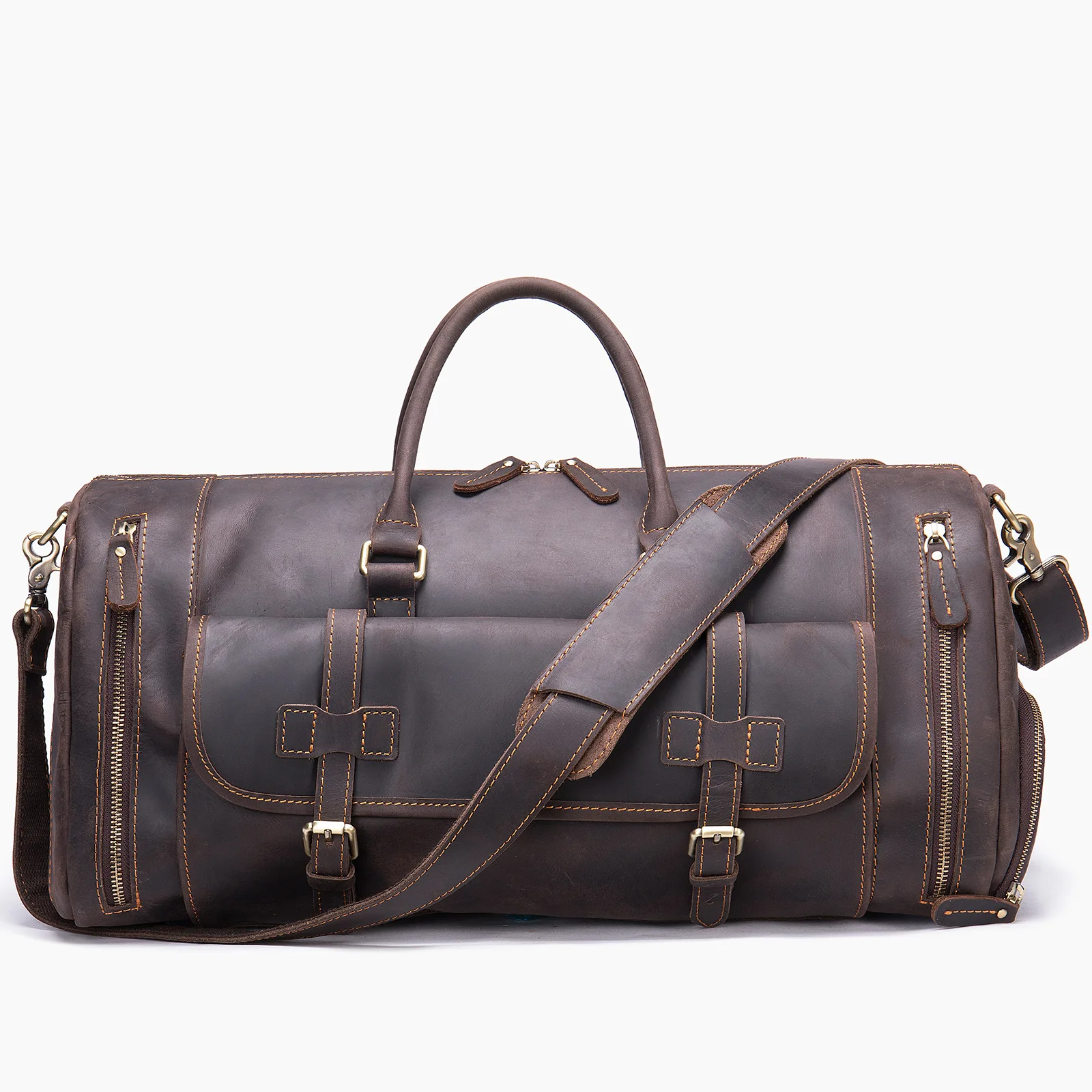 YXF0009 Handmade Retro Bags Top Layer Leather Handbag Travel Waterproof Luggage Large Capacity Duffel Bag One shoulder Bag
