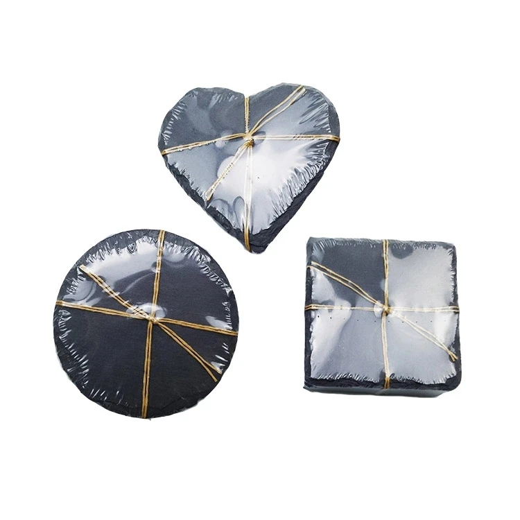 factory direct 10X10cm hot sale wholesale black heart slate stone marble coaster sets of 4