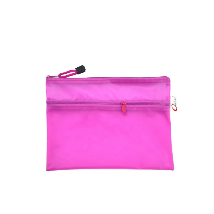 
Custom PVC office file A5 waterproof OEM double zipper document bag 