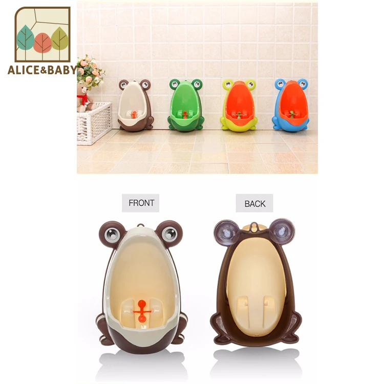 
2017 hot selling lovely frog urinal boy toilet training plastic baby potty suck or hang on the wall 