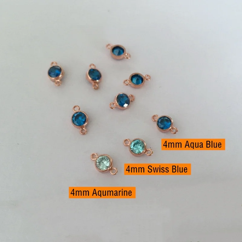 Vintage Jewelry 14K Rose Gold Filled Bezel Zircon Stone Connectors for Jewelry Bracelet Making