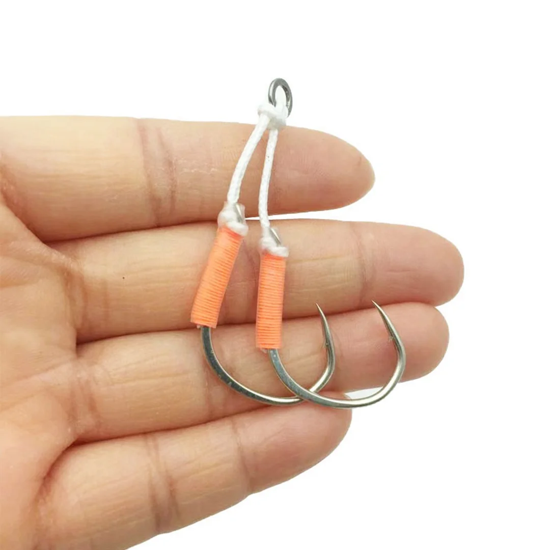Colourful Jigging Hooks Fishing Double Hook fishhooks  Black High Carbon Fishing Hook