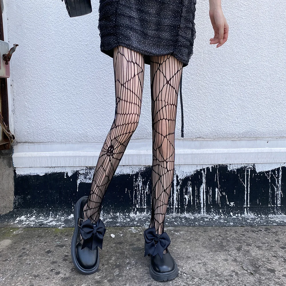 High quality JK sexy fishing net lace spider web black underwear, mesh thigh high stockings, summer stockings