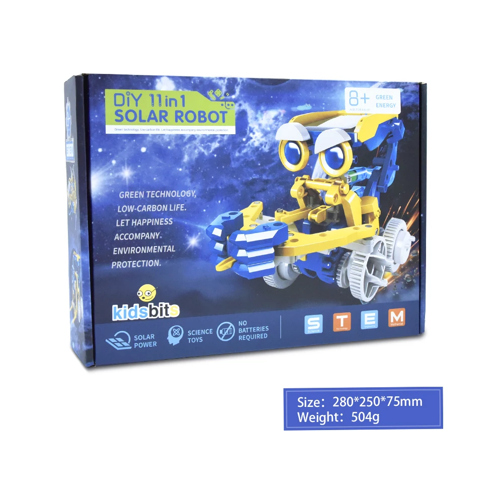 Kids DIY Assembled Solar Robot Toy Kids 11 in 1 Solar Robot Kit STEM Science Building Solar Toys For Kids