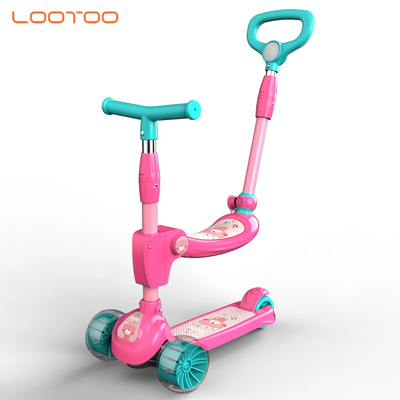 
New design cute cheap folding toys small mini funny foot kick three 3 wheels scooter children kids with flashing 