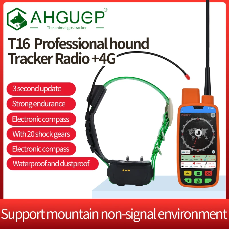 AHGUEP Brand Professional Hunters GPS Tracking Training Collar Long Distance Hunting Dog VHF Tracker Hot Selling 4G Hound GPS