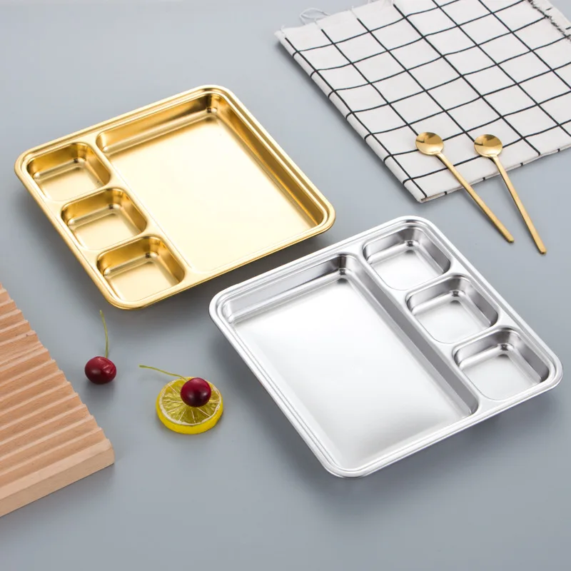 Stainless steel 304 divided fast food canteen Korean seasoning tray
