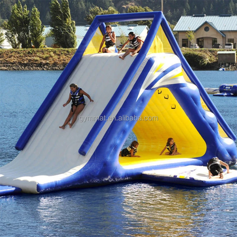 High Quality Air Tight Inflatable Floating Water Triangle Slide for Camping Beach Activity Lake Games