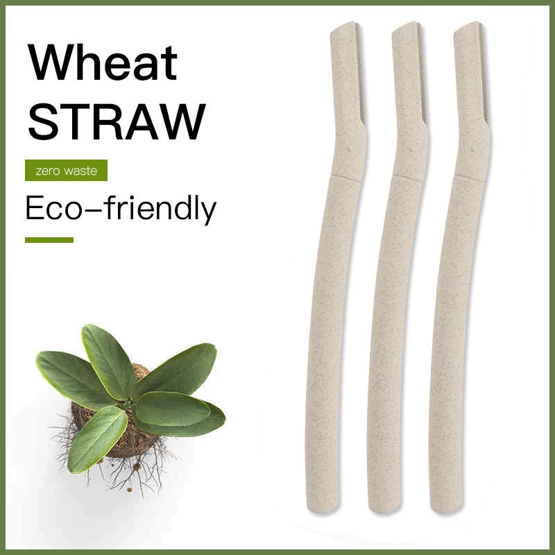 Biodegradable Razor Wheat Straw Eyebrow Razor Stainless Steel Blade Facial Razor Makeup Tool