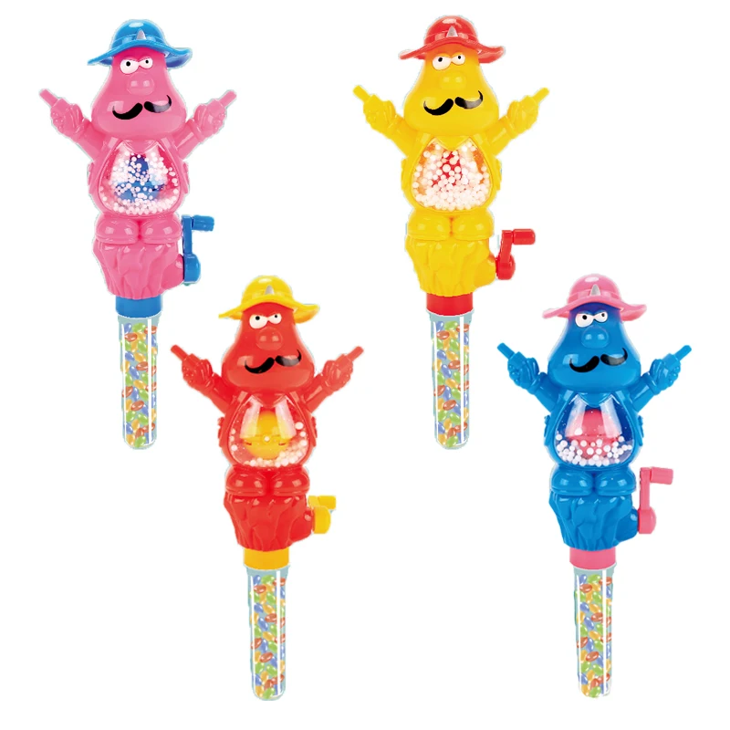 Baby toys 2022 weightlifting face change and cartoon manual snowflake stick toy with candy party favors