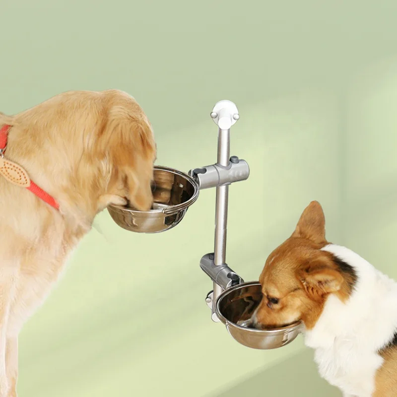 Manufacturer Hot Selling Pet Dog Cat Bowls 304 Stainless Steel Adjustable Height Lifting Bowls Durable with Pet Fixed Bowl Rack