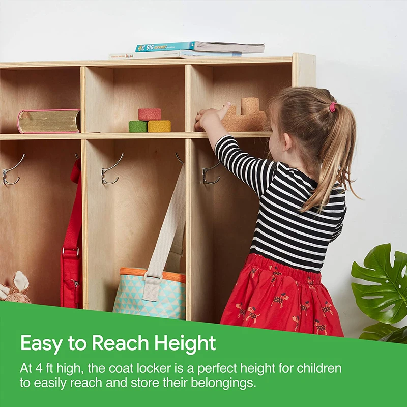 XIHA Kids Montessori Kindergarten Wooden Cubbies & Lockers For Cabinet Backpack Storage Toddler Clothes Shoes Storage Organizer