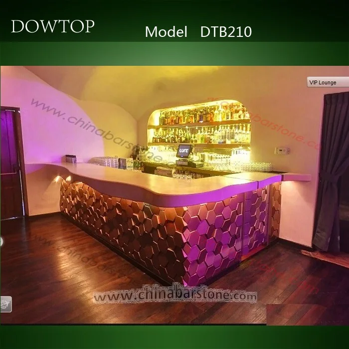 Modern Restaurant Wine bar Club Design Durable Golden Stainless Steel bar Service Counter