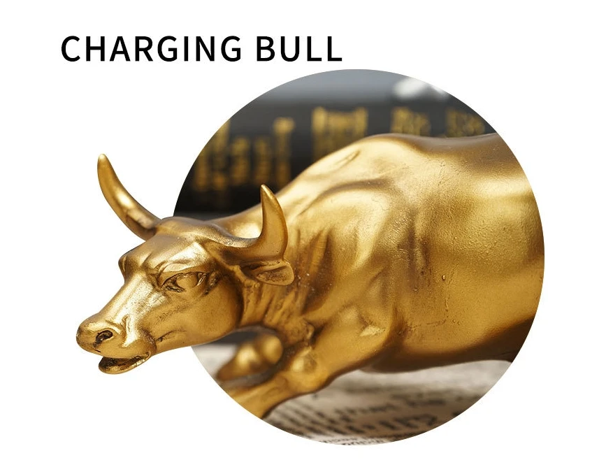 Decorative  craft resin Bull statue Sculpture Animal Sculpture living room decoration home decoration gold color brass bull
