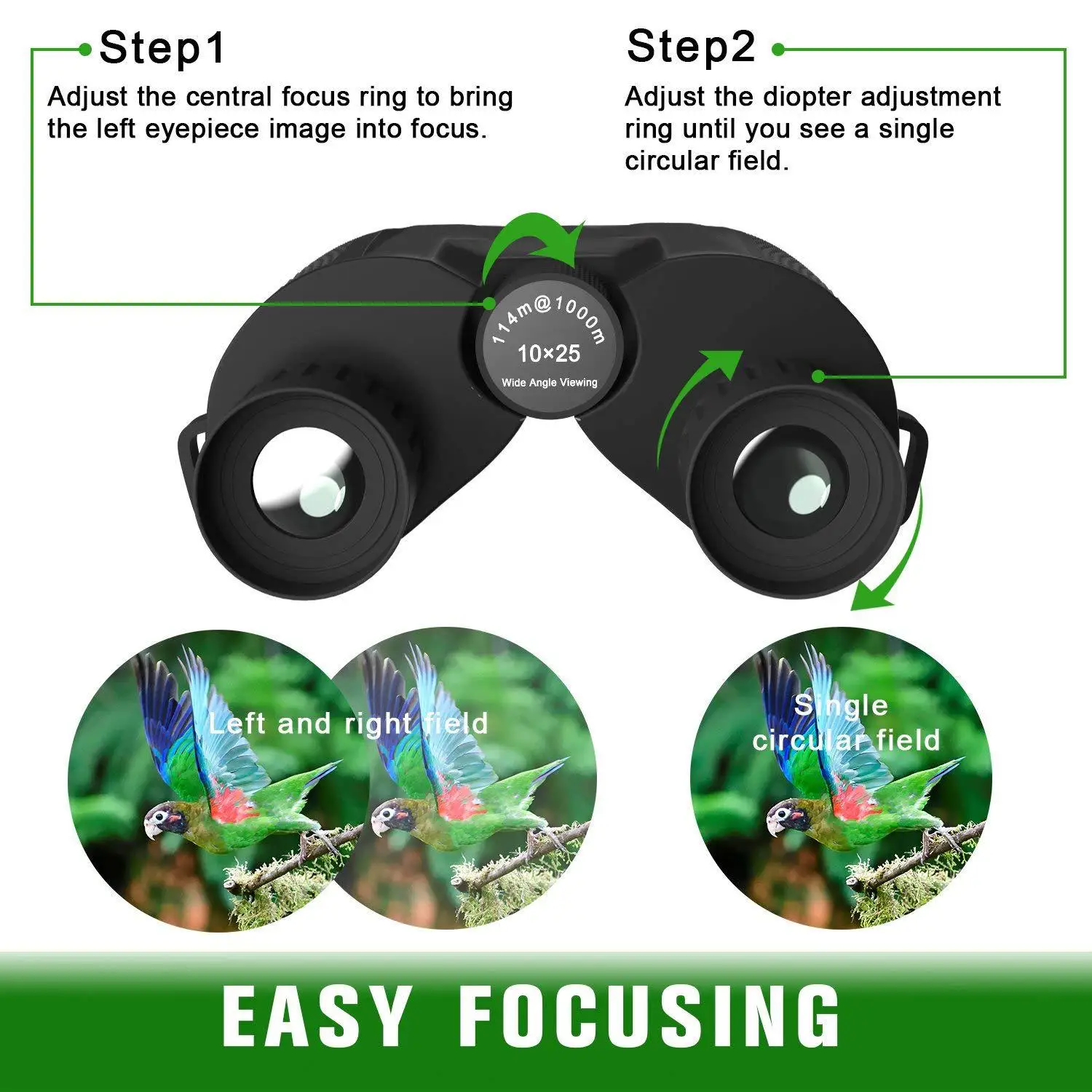 Portable 10x25 Binocular Small Paul Telescope Multi-layer Coated Low Light Night Vision Telescope Universal Lens