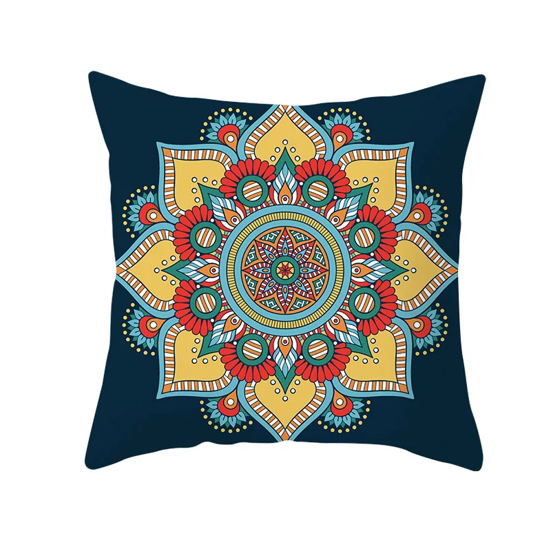 Colorful Bohemian Style Cushion Cover Indian Mandala Geometric Travel Polyester Pillow Covers