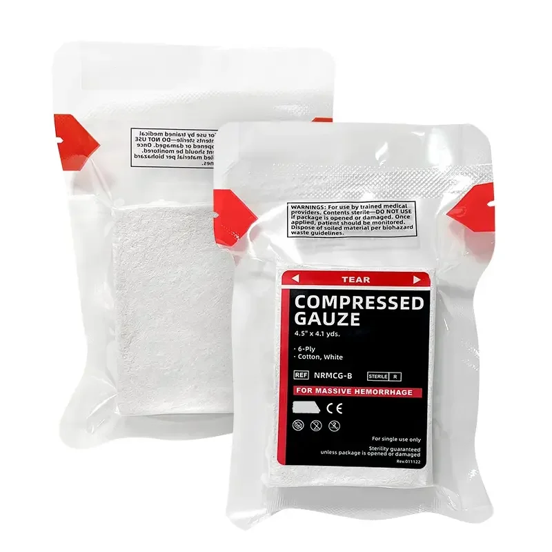 4.5' x 4.1 yds 6 Ply Sterile Medical Gauze Dressing Z-Folded Tampon Bandage Vacuum Compressed Gauze for Bleeding Control
