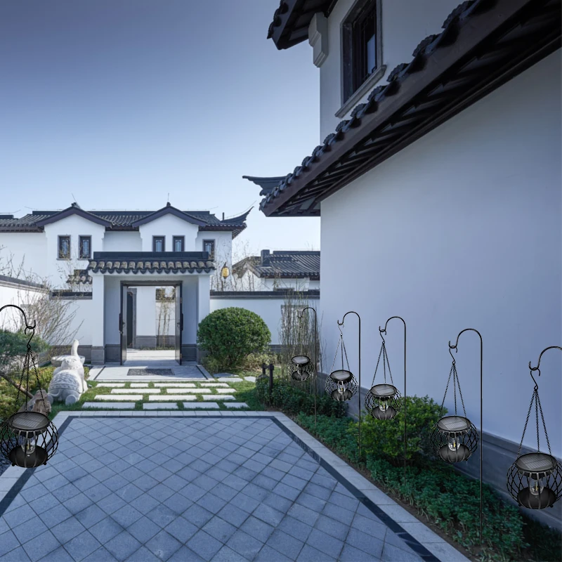 Outdoor decoration waterproof metal hanging pumpkin lamp solar lantern garden light led