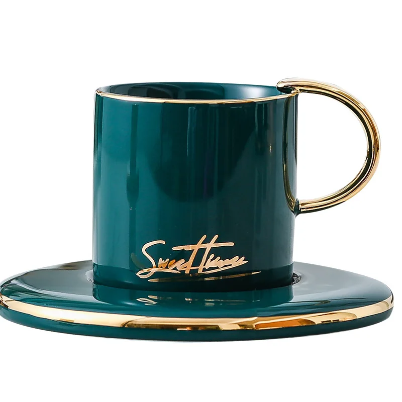
Ceramic cup with gold coffee cup and saucer set 