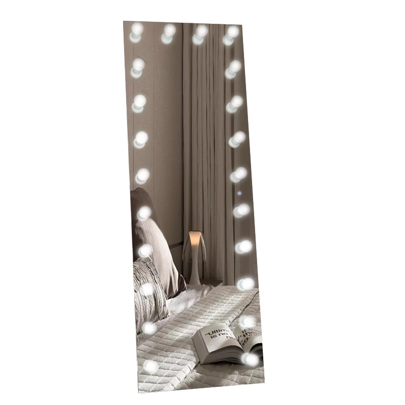 Decorative Large Size Frameless LED Full Length Mirror Hollywood Floor Mirror with 22 Bulbs LED Light