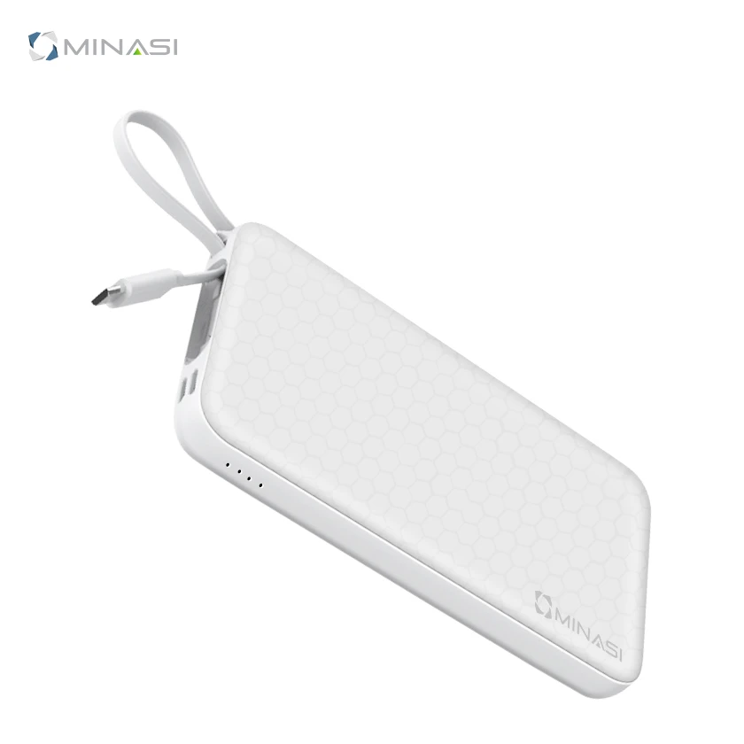 
Fast charging power bank 10000mah built-in extendable cable 
