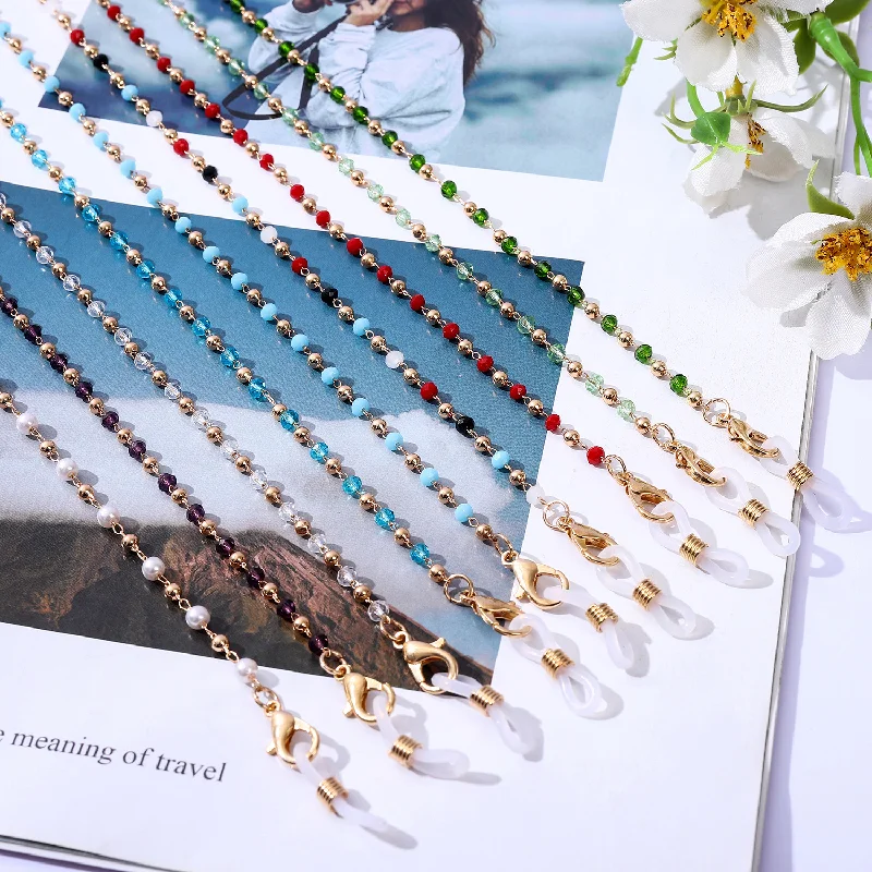 Crystal small beads lanyard glasses hanging chain Anti-lost Necklace Holder Eyewear Accessories