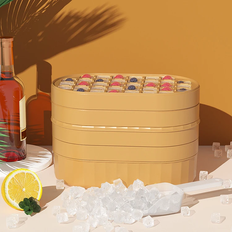 New Kitchen DIY Ice Cube Tray With Lid And Bin Large Capacity Refrigerator PP Containers Ice Cube Mold