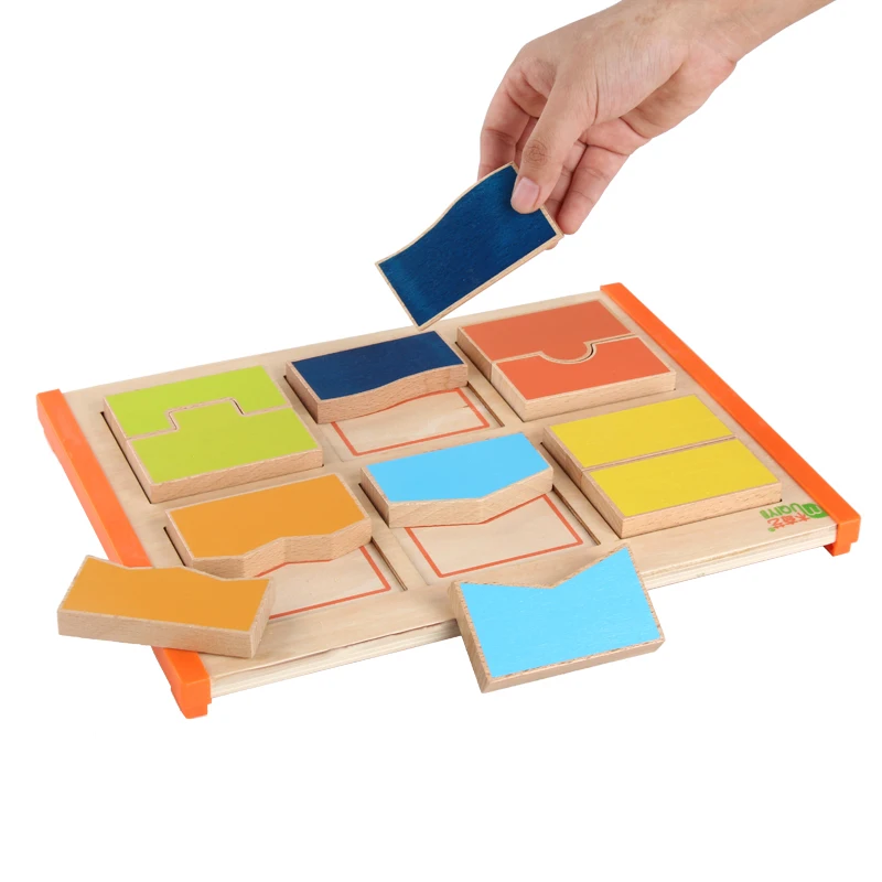 Wooden Square Shape Splicing Studying Board Math Puzzle Toy Colorful Recongnition Educational Games Board Learning Baby Toys
