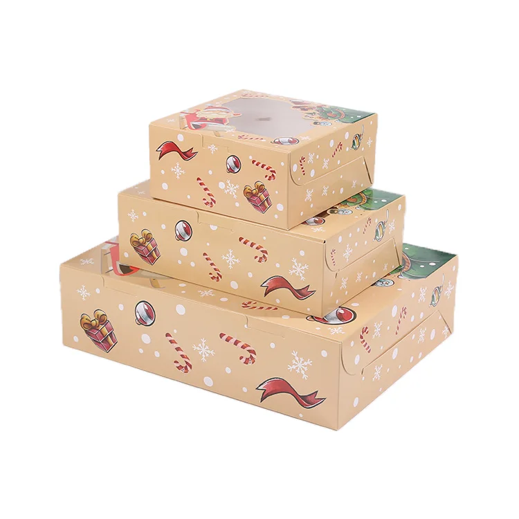 Wholesale Transparent PVC Window Cookie Cupcake Chocolate Gift Box Custom Christmas Packaging Box