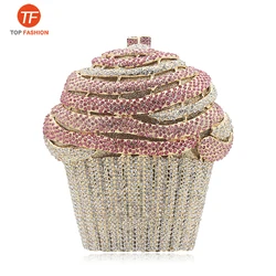 Luxury Cupcake Ice Cream Crystal Clutch Purses Bridal Wedding Party Purses from Factory