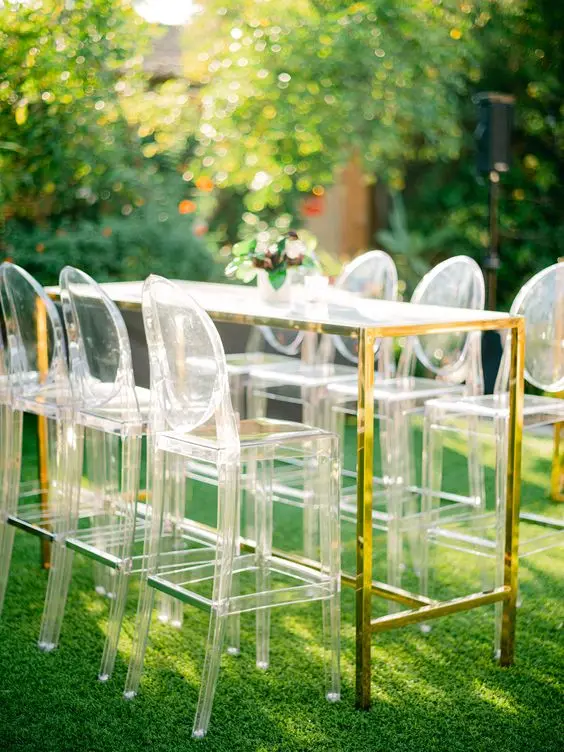 Hot Selling Wedding Party Cocktail Table Luxury Rectangle Bar Table Gold Stainless Steel Tall Table For Rental Event Hotel